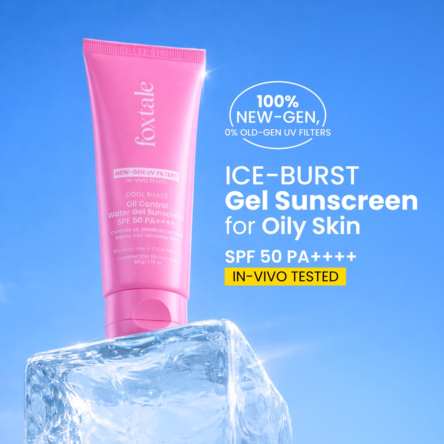 Ice-burst Cooling SPF 50 Matte Gel Sunscreen for Oily skin | In-Vivo Tested