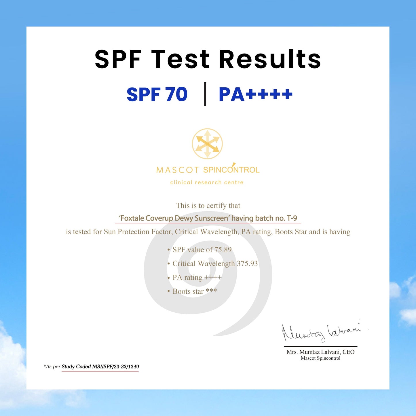 SPF 70 Dewy Finish Sunscreen for Dry Skin