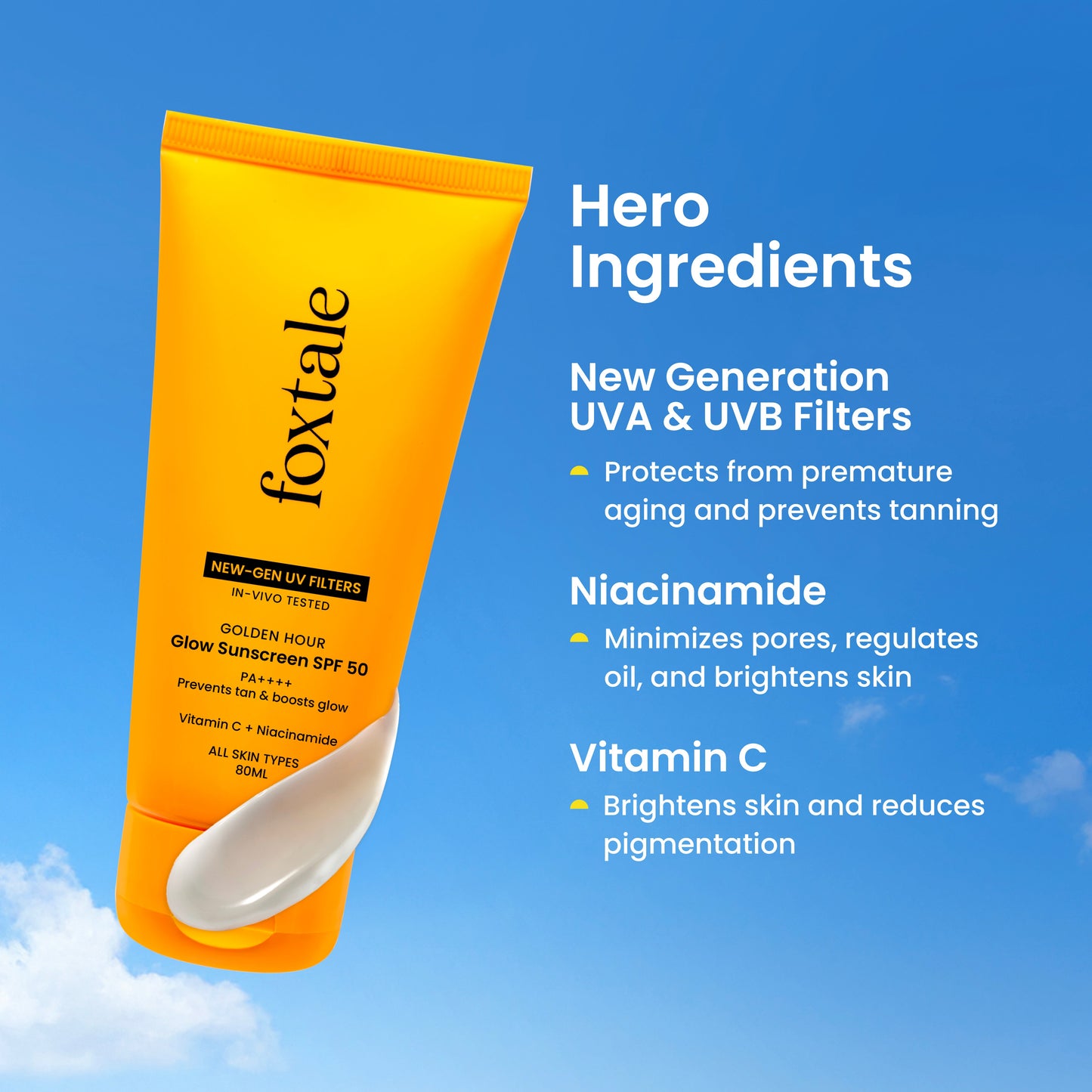Glow sunscreen SPF 50, In-Vivo Tested with PA++++