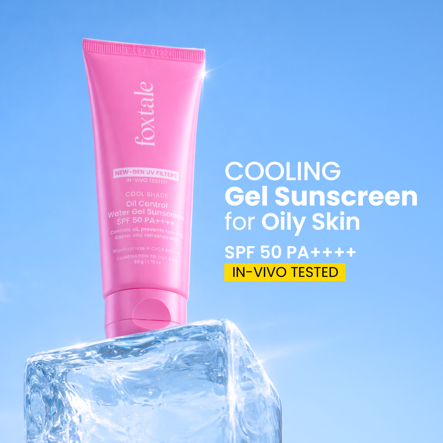 SPF 50 Cooling Gel Sunscreen for Oily & Sensitive Skin | Matte Finish | In-Vivo Tested