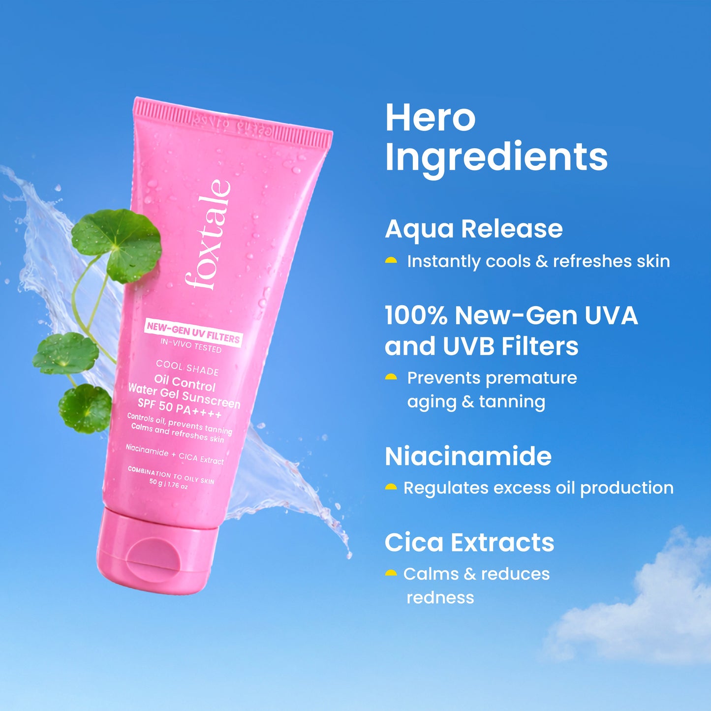SPF 50 Cooling Gel Sunscreen for Oily & Sensitive Skin | Matte Finish | In-Vivo Tested