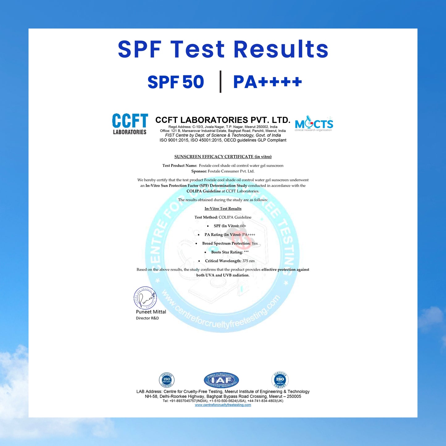 SPF 50 Cooling Gel Sunscreen for Oily & Sensitive Skin | Matte Finish | In-Vivo Tested