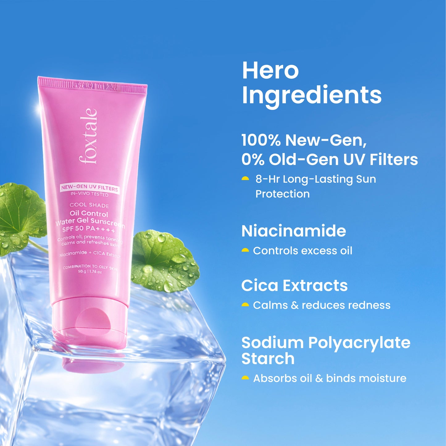 Ice-burst Cooling SPF 50 Matte Gel Sunscreen for Oily skin | In-Vivo Tested