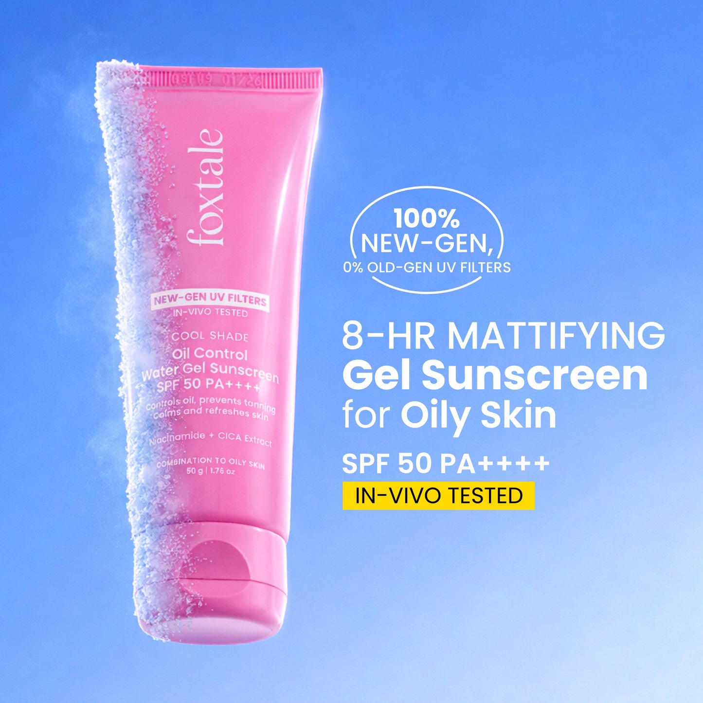 8-Hr Mattifying SPF 50 Gel Sunscreen for Oily skin | In-Vivo Tested
