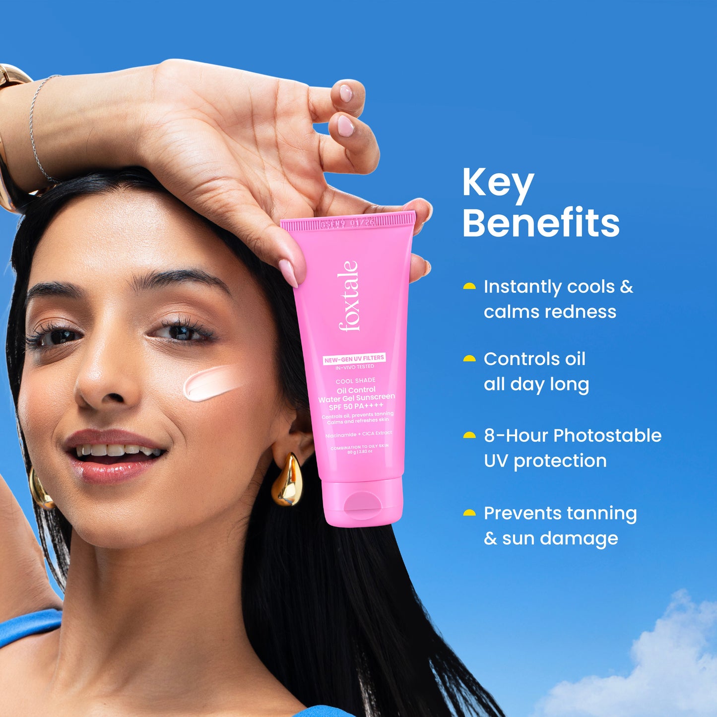 SPF 50 Cooling Gel Sunscreen for Oily & Sensitive Skin | Matte Finish | In-Vivo Tested