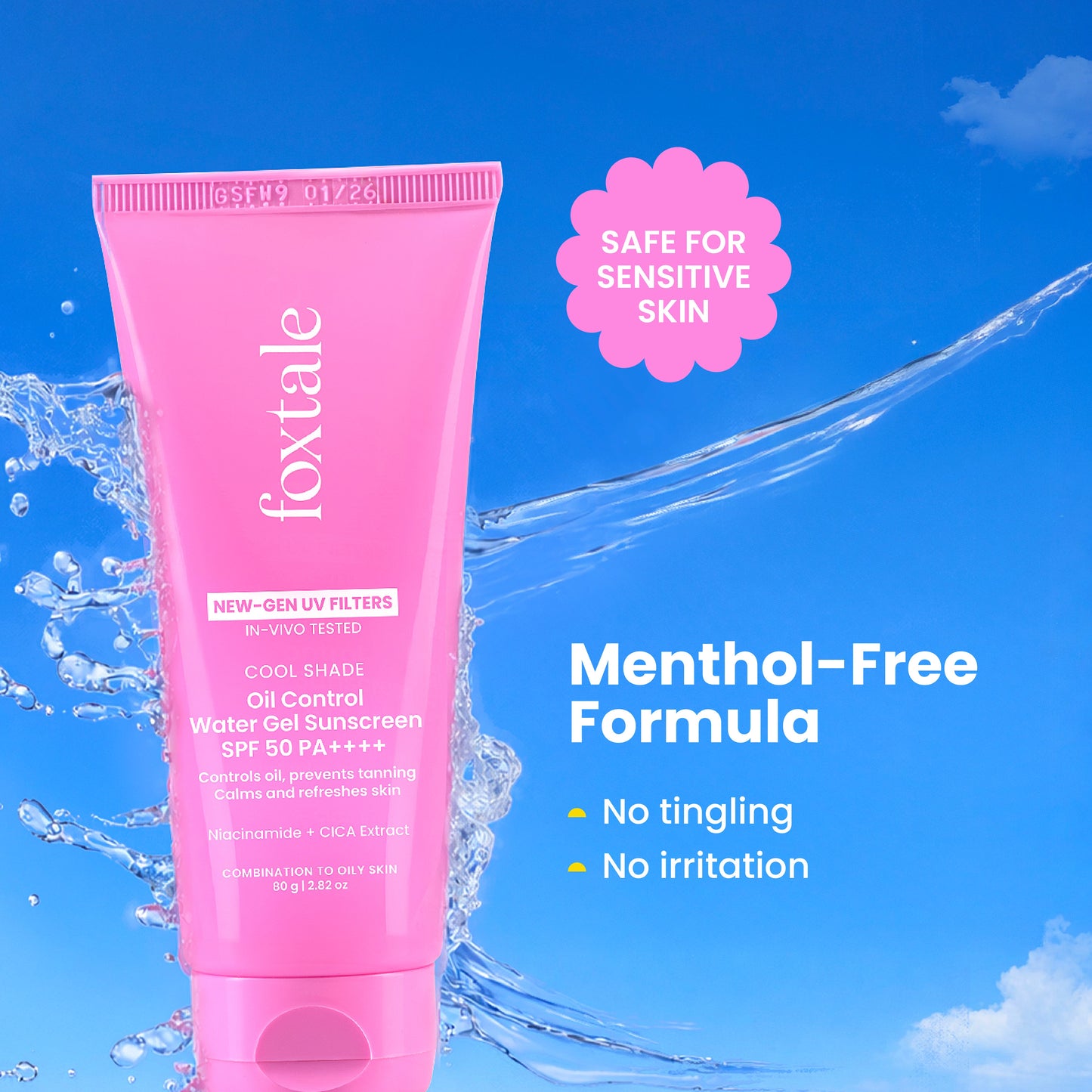 SPF 50 Cooling Gel Sunscreen for Oily & Sensitive Skin | Matte Finish | In-Vivo Tested