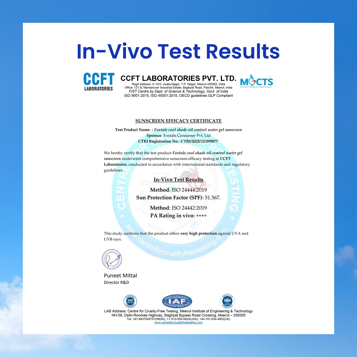 Ice-burst Cooling SPF 50 Matte Gel Sunscreen for Oily skin | In-Vivo Tested