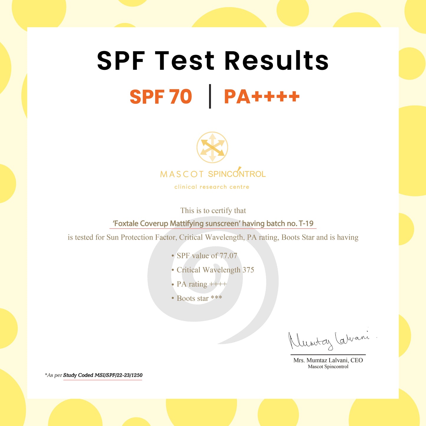 SPF 70 Matte Finish Sunscreen for Oily Skin